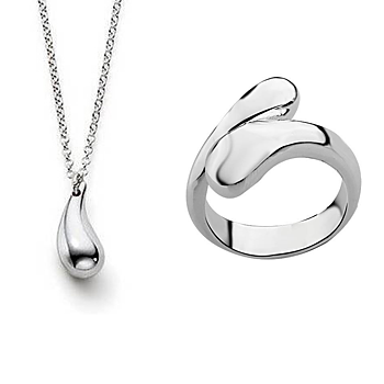 Smyckeset  5 "Droppe" i 925 Sterling Silverplätering 