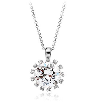 Halsband "Star" med stort hänge i Cubic Zirconia och platinumplätering
