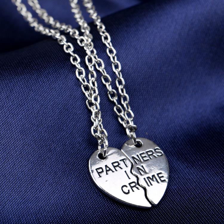 Dubbelt Halsband "Partners in Crime" i 925 Sterling Silverplätering - 3