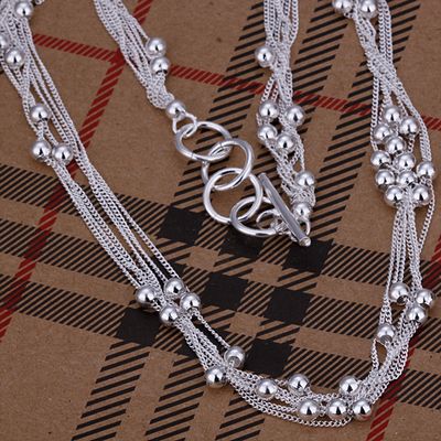 Halsband "Små kulor i länkar" i 925 Sterling Silver -Blanka - 2