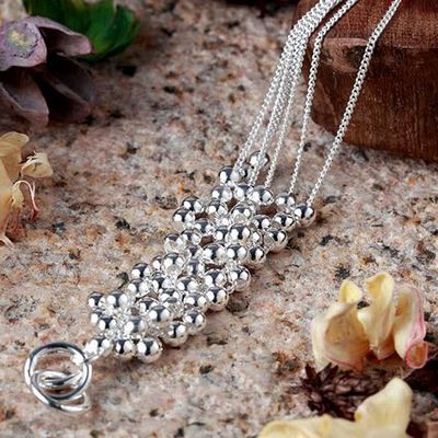 Halsband "Små kulor i länkar" i 925 Sterling Silver -Blanka - 3