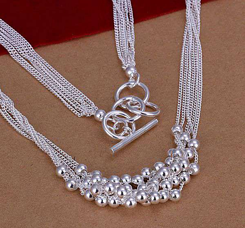 Halsband "Små kulor i länkar" i 925 Sterling Silver -Blanka