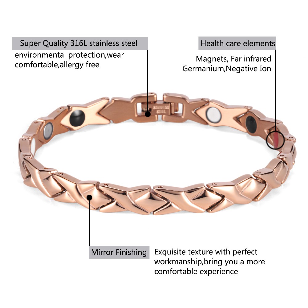 Magnetarmband i rostfritt stål med 18K Roséguldplätering - 5