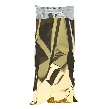 Foliepåse satin med tejpförslutning Guld 160x210mm + tejpflik 40mm