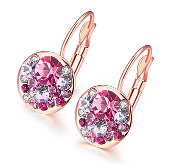 Örhängen med Cubic Zirconia och i 18 K Guldplätering -Rosa