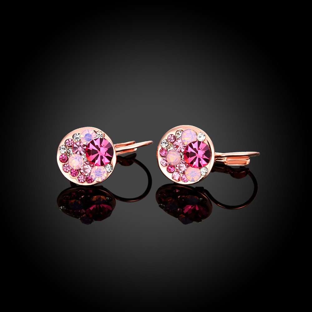 Örhängen med Cubic Zirconia och i 18 K Guldplätering -Rosa - 4