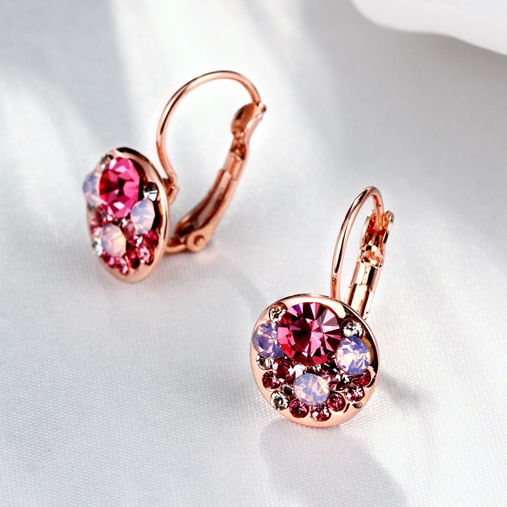 Örhängen med Cubic Zirconia och i 18 K Guldplätering -Rosa - 5