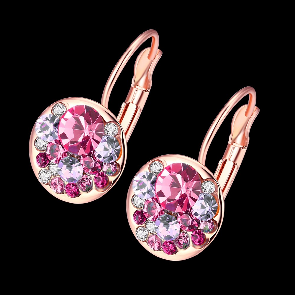 Örhängen med Cubic Zirconia och i 18 K Guldplätering -Rosa - 3