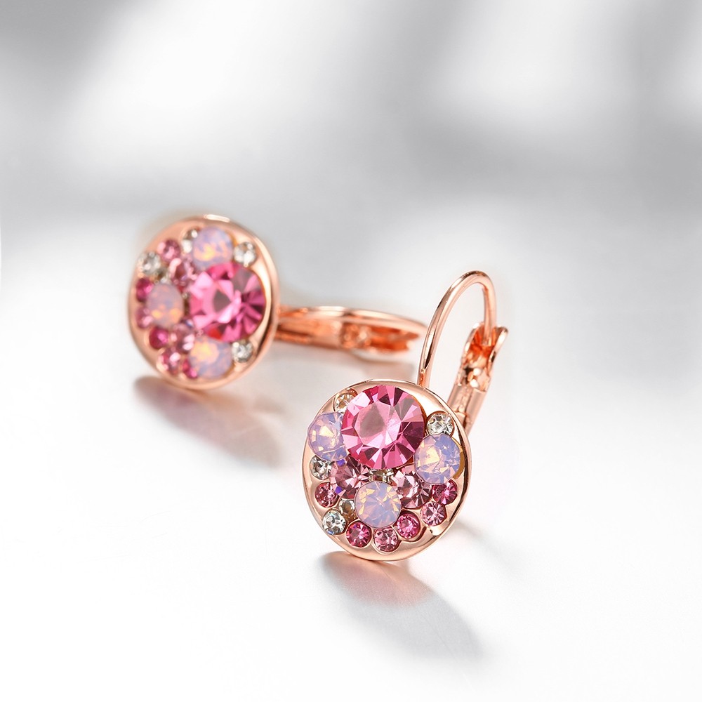 Örhängen med Cubic Zirconia och i 18 K Guldplätering -Rosa - 6