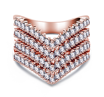 Ring med många små Cubic Zirconia och i 18K Roséguldplätering