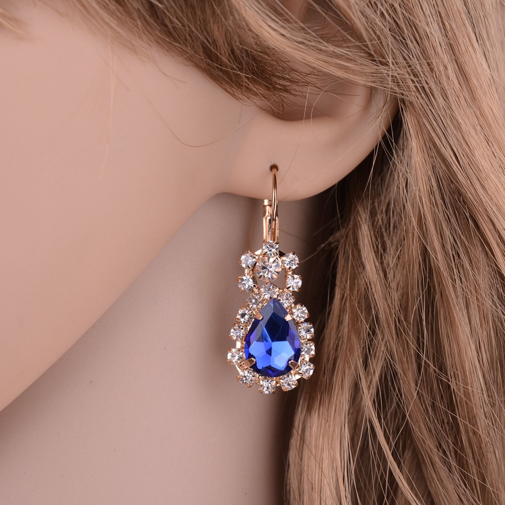 Smyckeset med Austrian Crystals och i 18K Guldplätering -Blå Kristaller - 3
