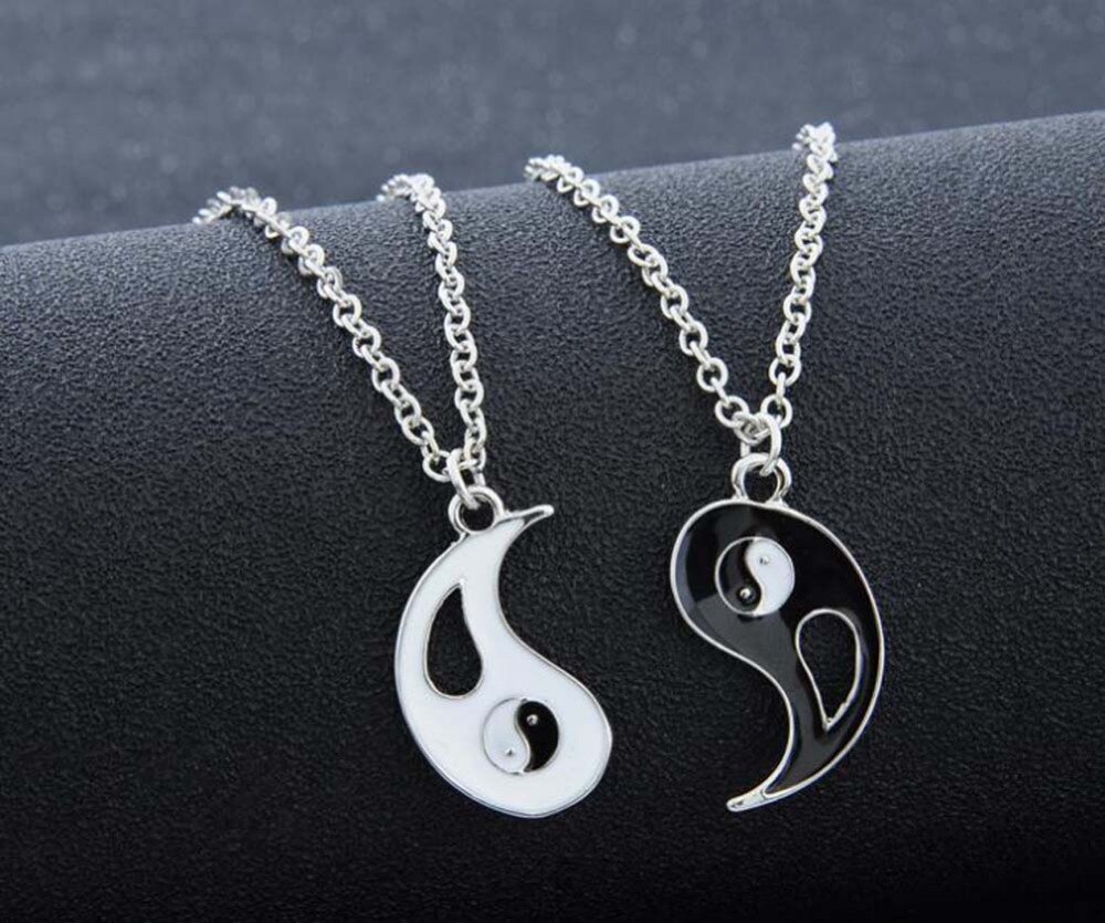 Dubbelt Halsband "Ying och Yang " i 925 Sterling Silverplätering - 4