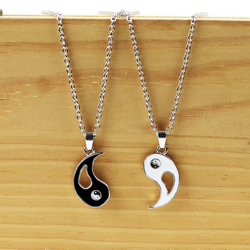 Dubbelt Halsband "Ying och Yang " i 925 Sterling Silverplätering - 5