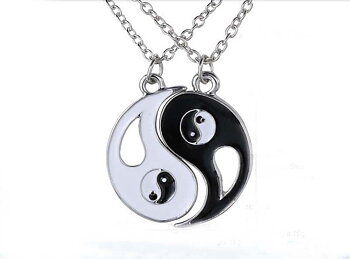 Dubbelt Halsband "Ying och Yang " i 925 Sterling Silverplätering