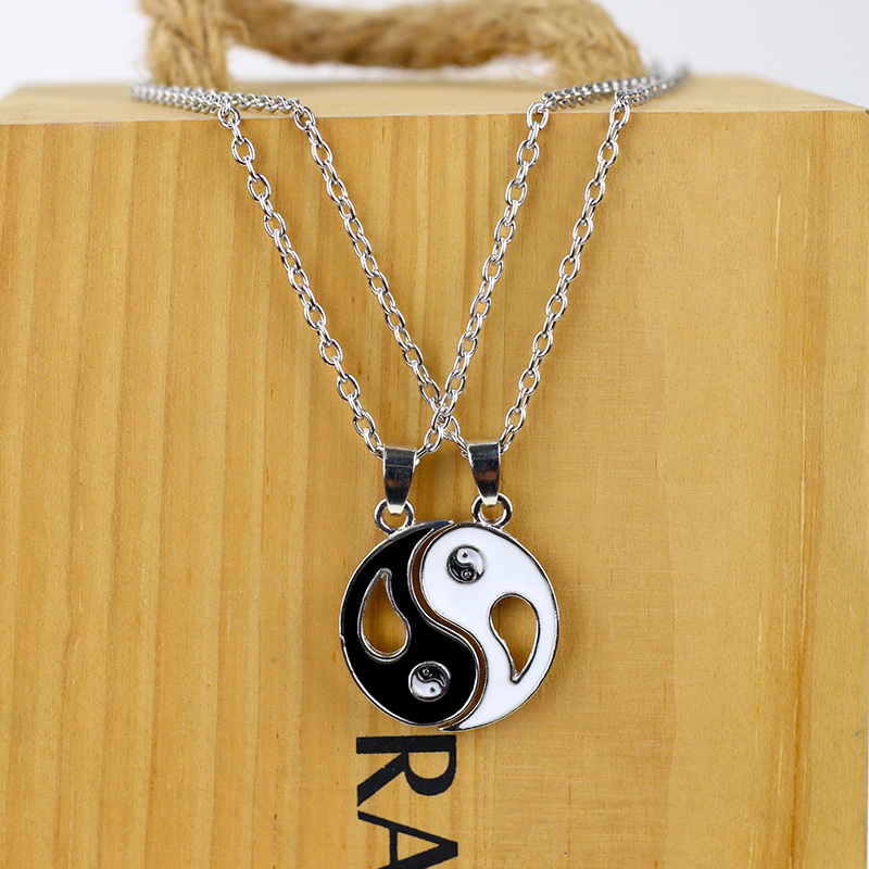Dubbelt Halsband "Ying och Yang " i 925 Sterling Silverplätering - 7