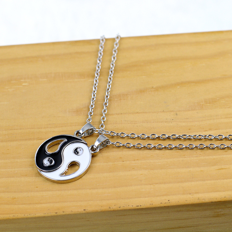 Dubbelt Halsband "Ying och Yang " i 925 Sterling Silverplätering - 6