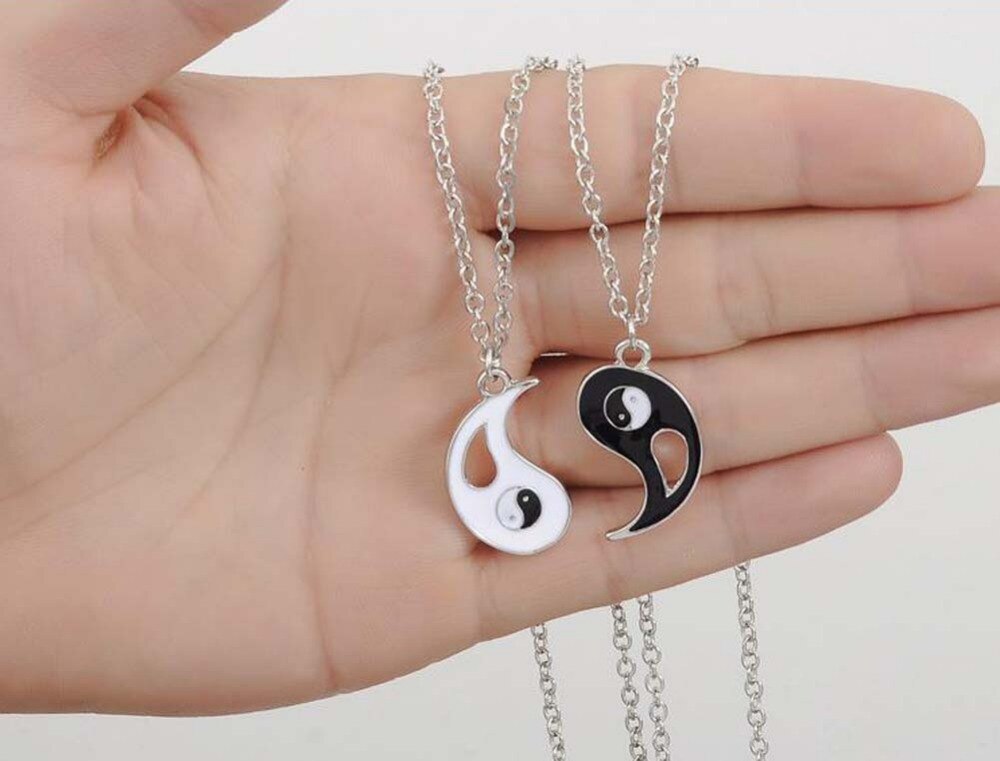 Dubbelt Halsband "Ying och Yang " i 925 Sterling Silverplätering - 2