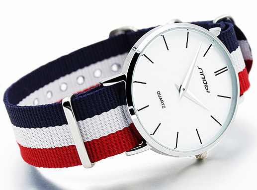 SINOBI Nato strap -Superslimmad klocka -Blå/Vit/Röd - 5