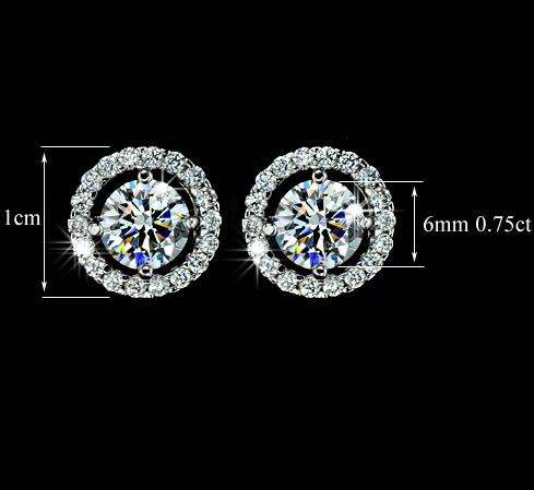 Örhängen "Hearts & Arrows" med en stor om många små stenar i Swiss CZ och 925 Sterling Silverplätering - 3