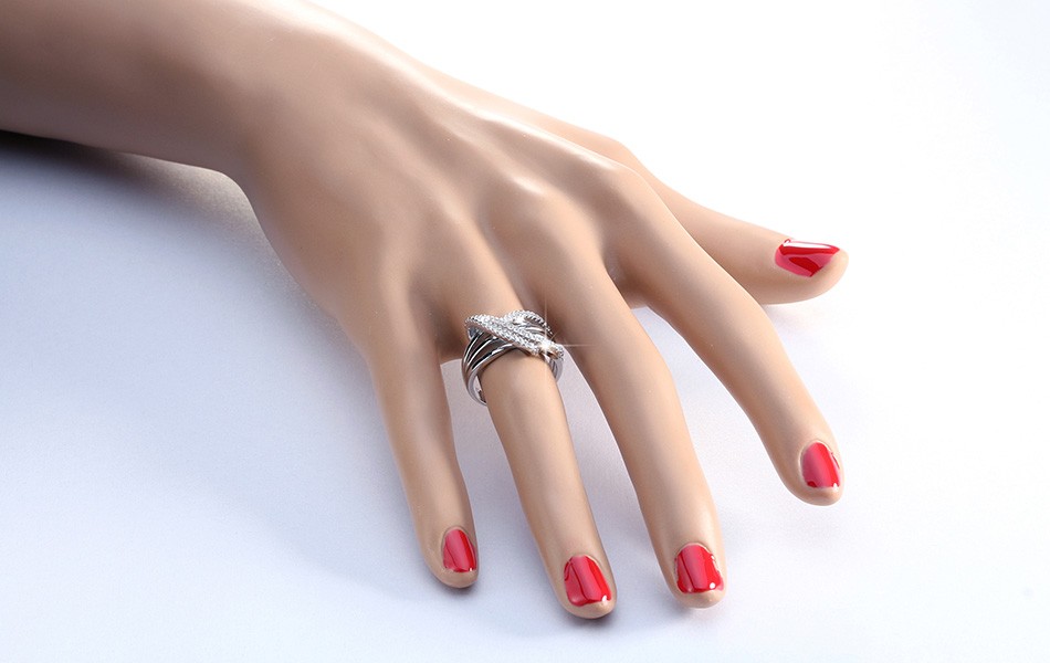 Ring med många små Cubic Zirconia och i Platinumplätering - 6