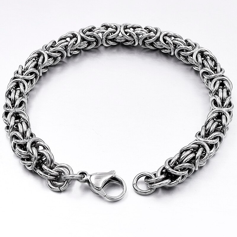 Byzantinelänk -Armband i Rostfritt Stål 7,7mm  - 4