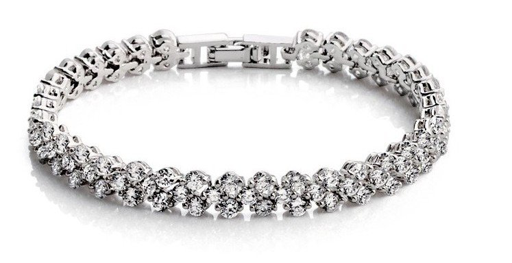 Armband "Treklöver" med stenar av Cubic Zirconia och i 925 Sterling Silverplätering - 2
