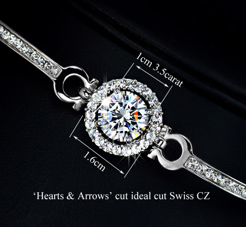 Armband "Hearts & Arrows" med en stor och många små stenar i Swiss CZ och 925 Sterling Silverplätering - 6