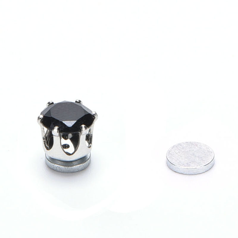Örhänge med Svart Kristall i rosfritt stål med Magnet -Unisex -Du behöver inget hål i örat! - 3
