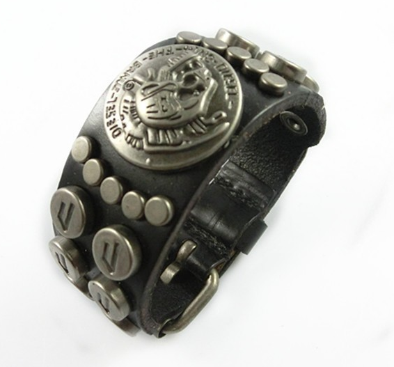 Läderarmband "Scull"  -Svart