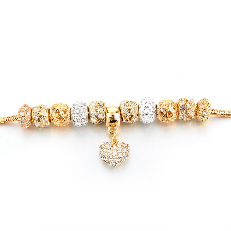 Armband "Heart Charm" med Austrian Crystals och i 18 K Ros Guldplätering - 5