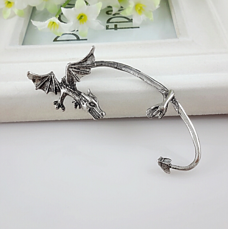 Örhänge "Dragon" i antik Silver- eller Bronsfärg - 2