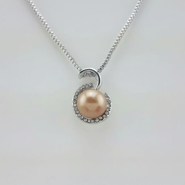 Halsband "Crystal Pearl" med Austrian Crystals och en Pärla i vitt eller bronsfärg samt  i 18 K Roséguldplätering - 2