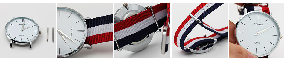 SINOBI Nato strap -Superslimmad klocka -Blå/Vit - 5