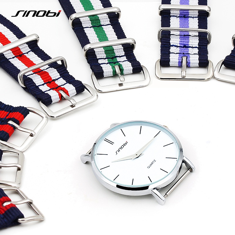 SINOBI Nato strap -Superslimmad klocka -Blå/Vit - 3