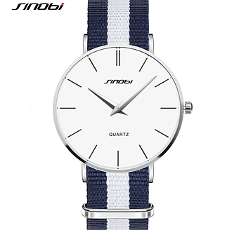 SINOBI Nato strap -Superslimmad klocka -Blå/Vit