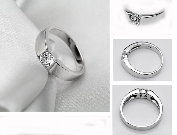 Stilren ring i herrmodell med en Cubic Zirconia och i platinumplätering - 3
