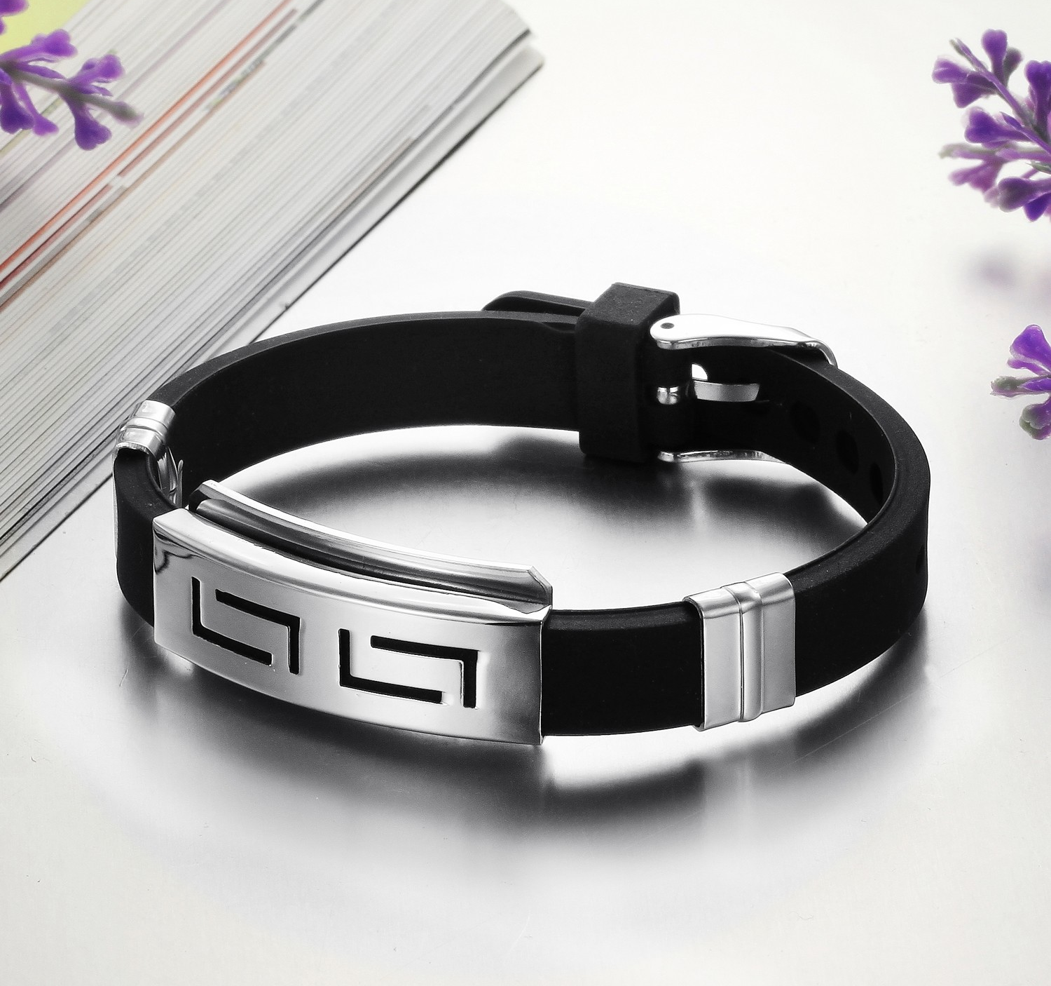 Armband i rostfritt stål och gummi - 3