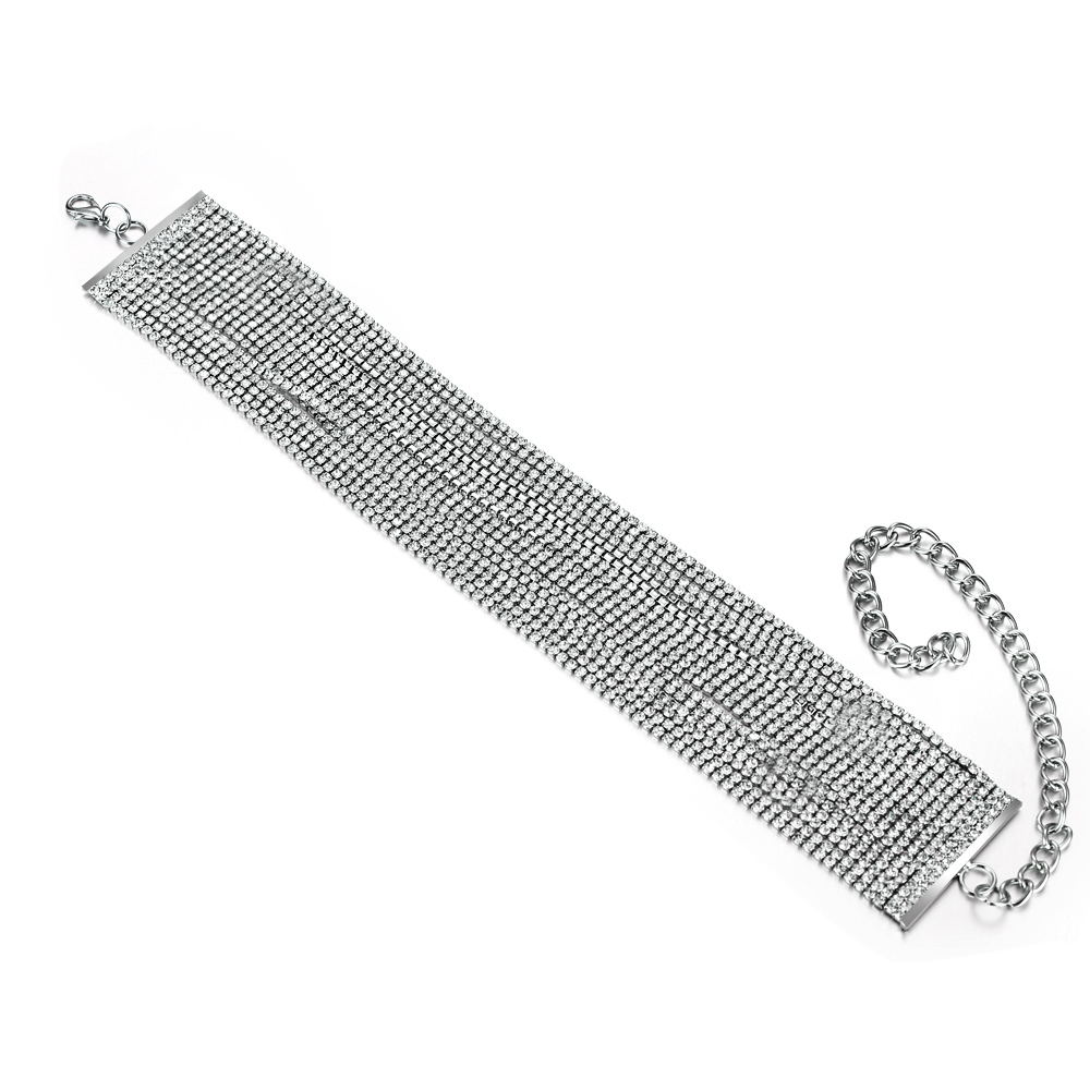 Choker "Silver Layers" med rader av Rhinestonekristaller och i 925 Sterling Silverplätering - 3
