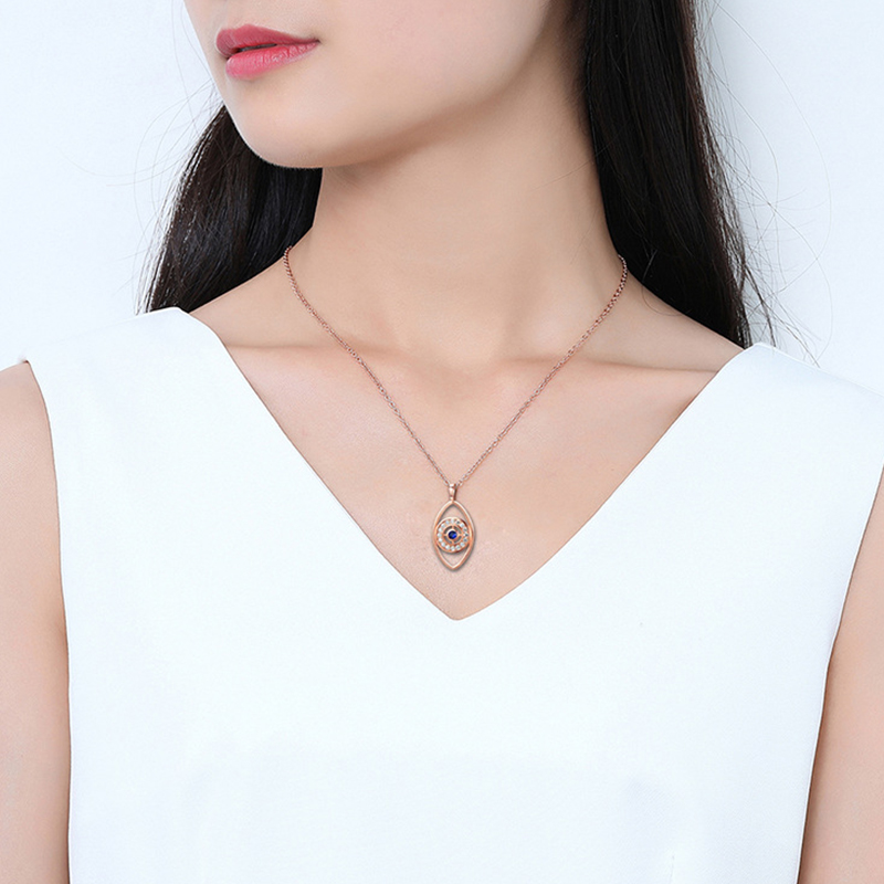 Halsband "Evil Eye" med Cubic Zirconia och i 18K Roséguldplätering - 4