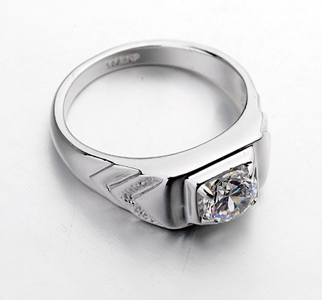 Stilren ring i herrmodell med en Cubic Zirconia och i platinumplätering - 2
