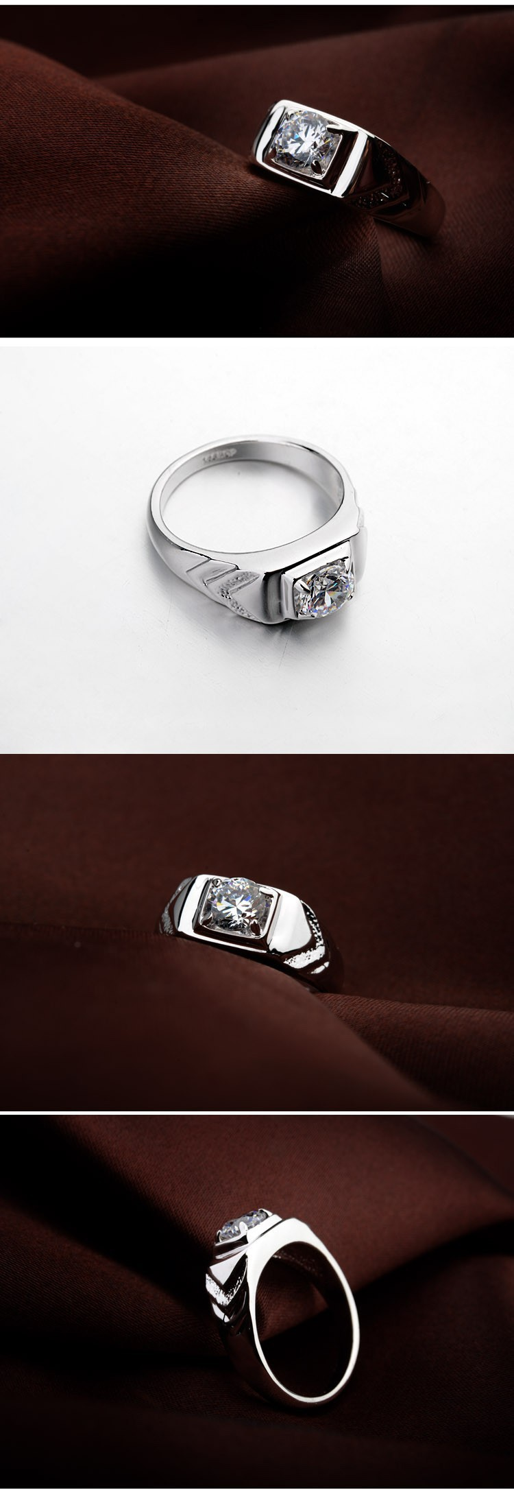Stilren ring i herrmodell med en Cubic Zirconia och i platinumplätering - 3
