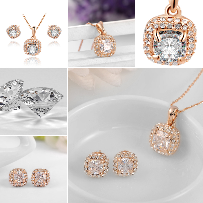 Smyckeset  med Austrian Crystals och i Roséguldplätering - 2