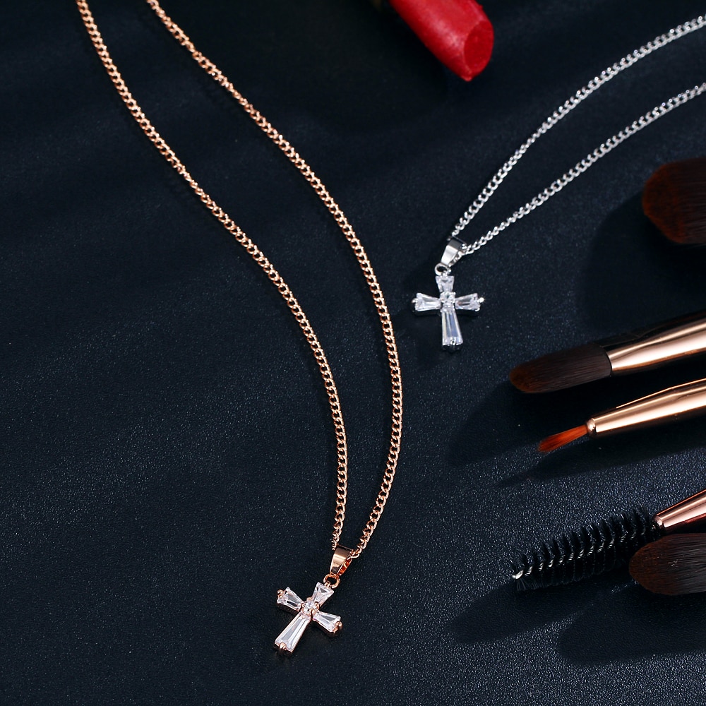 Halsband "Zirconia Cross" med Cubic Zirconia och i 925 Sterling Silverplätering - 4