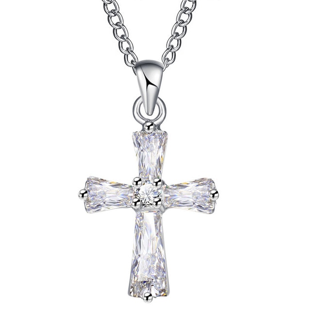 Halsband "Zirconia Cross" med Cubic Zirconia och i 925 Sterling Silverplätering