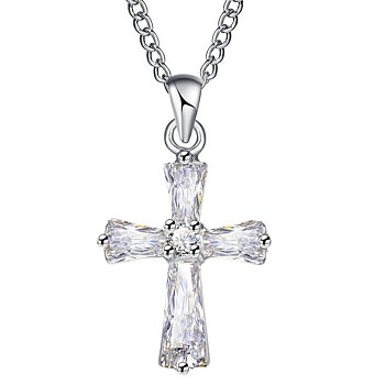 Halsband "Zirconia Cross" med Cubic Zirconia och i 925 Sterling Silverplätering
