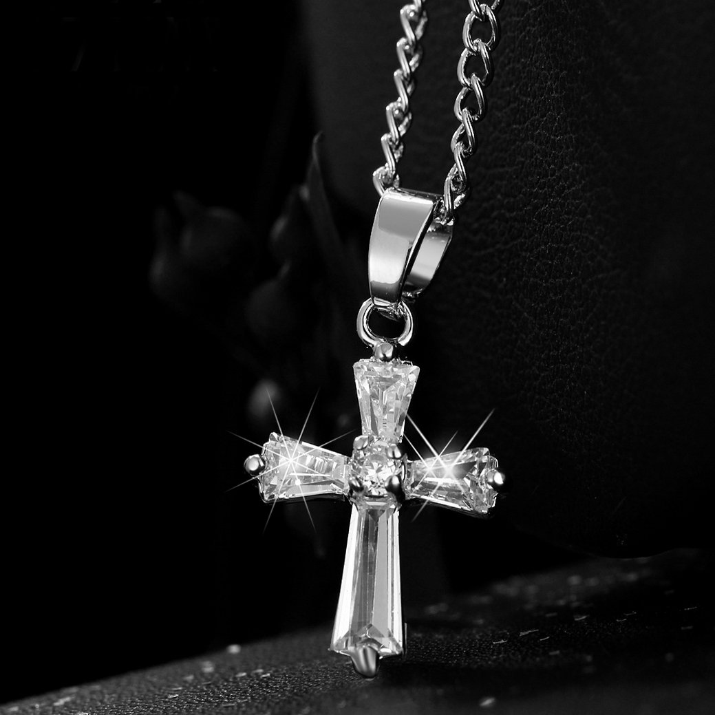 Halsband "Zirconia Cross" med Cubic Zirconia och i 925 Sterling Silverplätering - 2