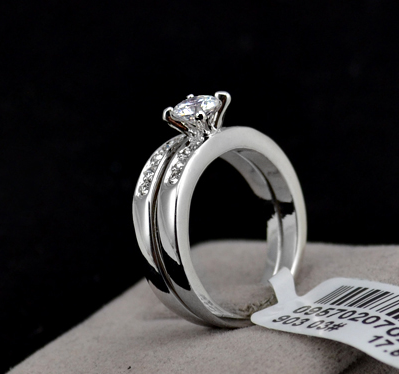Dubbla ringar med Cubic Zirconia och platinumplätering - 4