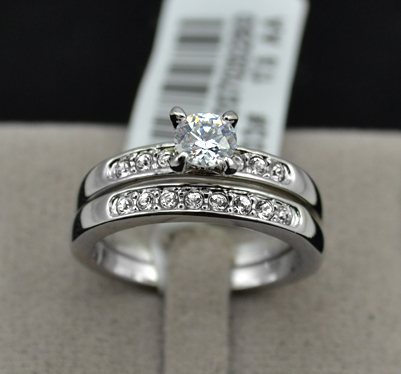 Dubbla ringar med Cubic Zirconia och platinumplätering - 2