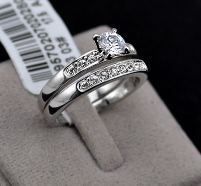 Dubbla ringar med Cubic Zirconia och platinumplätering - 6