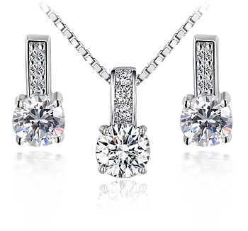 Smyckeset  med stora och små Cubic Zirconia samt i 925 Silverplätering